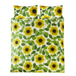 Orla Kiely Giant Water Lily Lemon Twist Duvet Cover Set Overhead Image