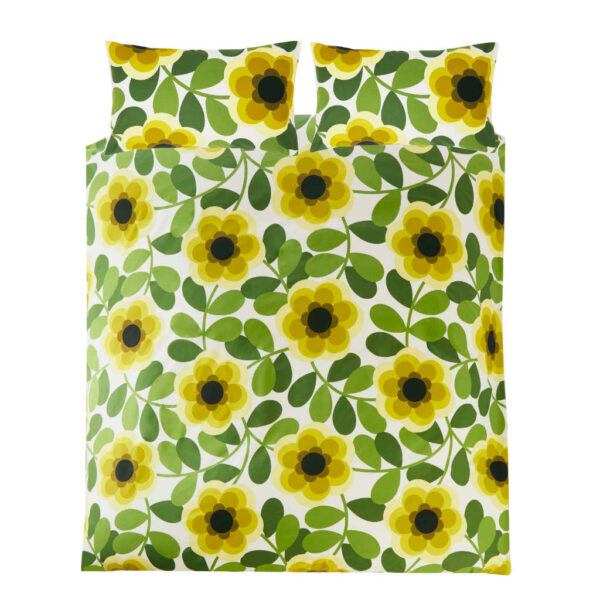 Orla Kiely Giant Water Lily Lemon Twist Duvet Cover Set Overhead Image