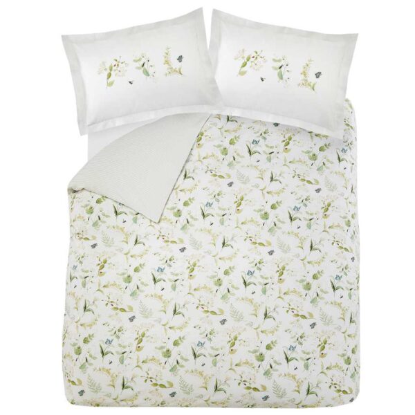 Sophie Allport Wild Floral Green Duvet Cover Set Overhead Image