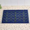Orla Kiely Linear Stem Navy and Olive Bath Mat