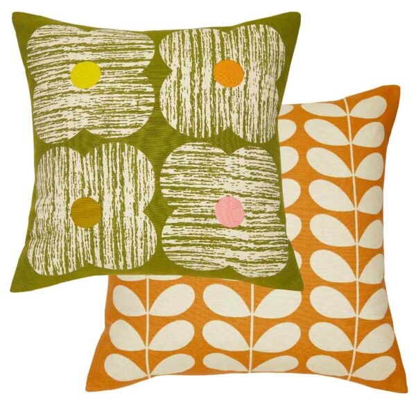 Orla-Kiely-Textured-Flower-Moss-Cushion-Showing-Front-and-Reverse