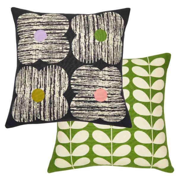 Orla-Kiely-Textured-Flower-Slate-Cushion-Front-and-Reverse