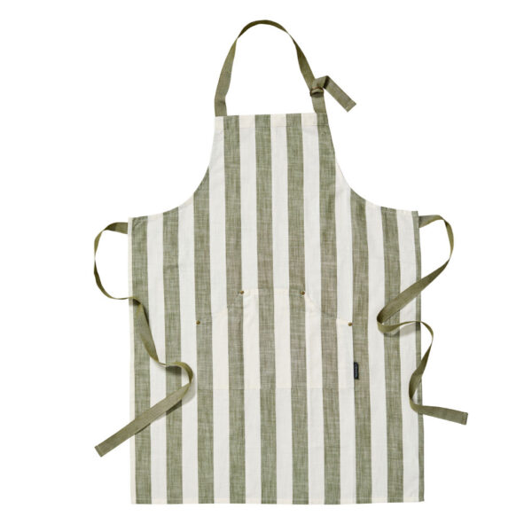 Walton & Co Wide Stripe Cotton Apron Olive