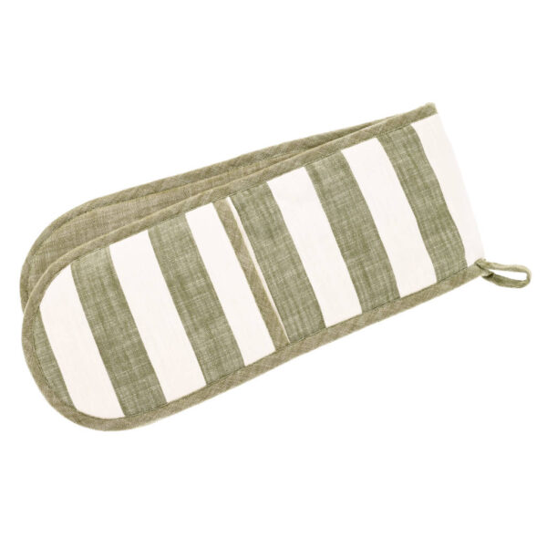 Walton & Co Wide Stripe Cotton Double Oven Glove Olive