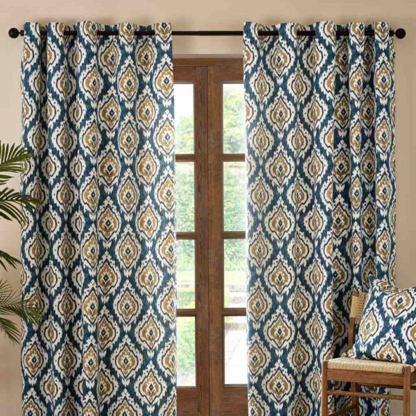 Pineapple Elephant Suri Curtains Teal Main Image