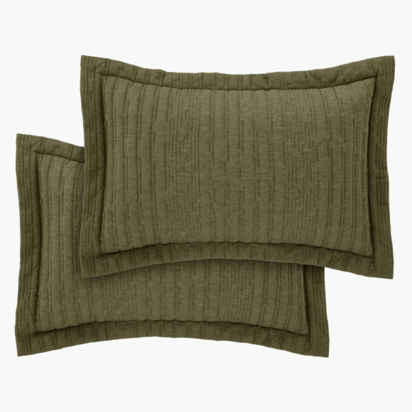 Pineapple Elephant Tamba Jersey Stripe Olive Oxford Pillowcase Pair Image