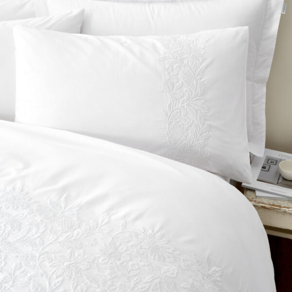 Bianca Embroidery Floral White Pillowcase Image