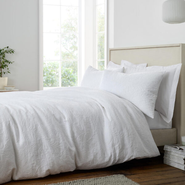 Bianca Fleur Matelasse Jacquard Bedding In White Main Image