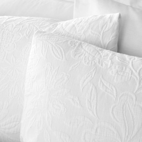 Bianca Fleur Matelasse Jacquard Bedding In White Pillowcase Detail Image