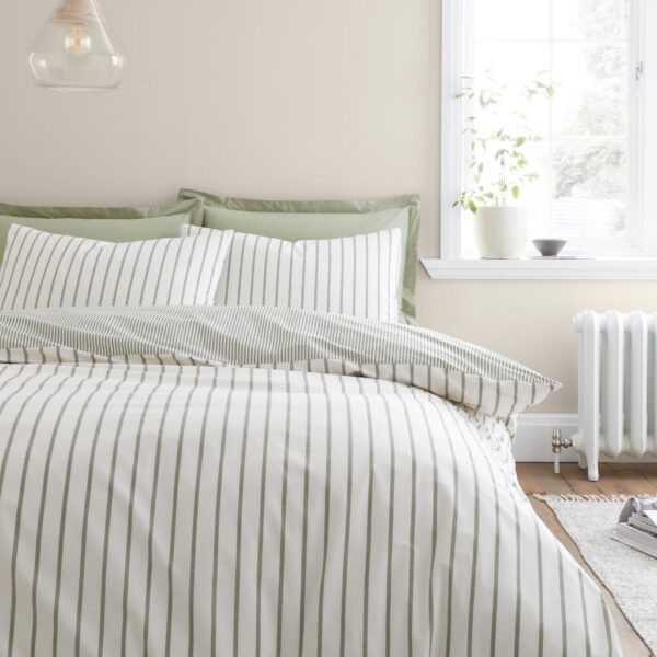 Bianca Hampton Stripe Green Bedding Main Image