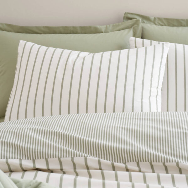 Bianca Hampton Stripe Green Bedding Pillowcase Image