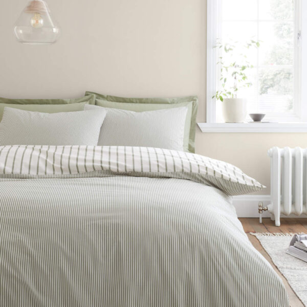 Bianca Hampton Stripe Green Bedding Reverse Image