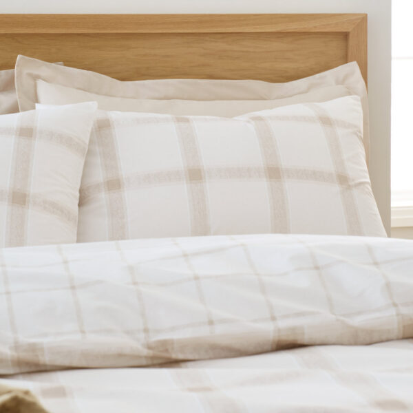 Bianca Oxton Check Natural Pillowcase Image