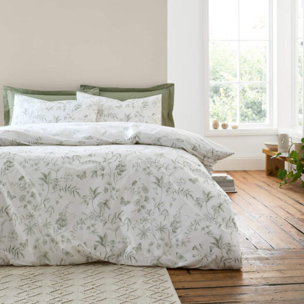 Bianca Thea Floral Green Bedding Main Image