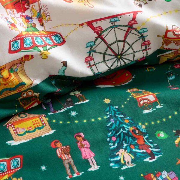 Belle & Boo Childrens Christmas Fairground Bedding Close Up Image