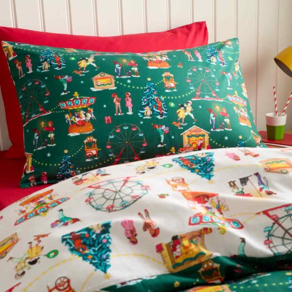 Belle & Boo Childrens Christmas Fairground Bedding Pillowcase Image
