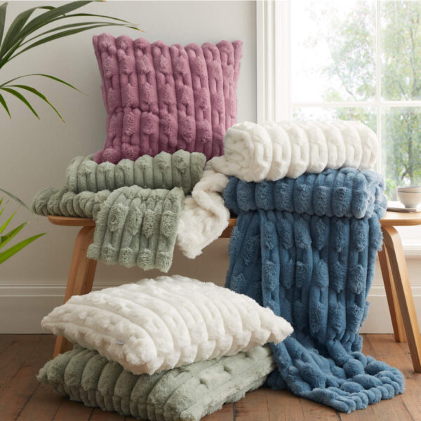 Bianca Carved Faux Fur Cushion Or Throw Main Lifestyle Image