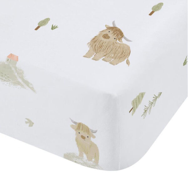 Bianca Mini Moo White Bedding Fitted Sheet Detail Image