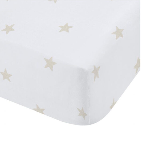 Bianca Mini Stars & Stripes Natural Bedding Fitted Sheet Detail Image
