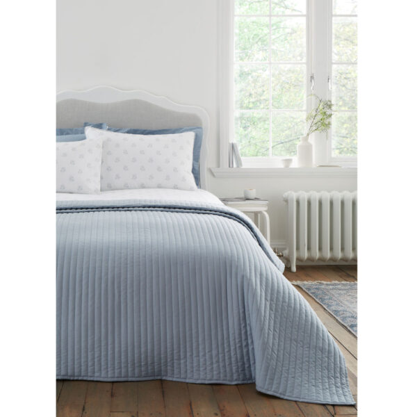 Bianca Quilted Lines Bedspread Blue Image Main