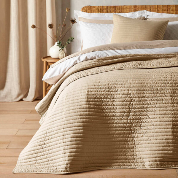 Bianca Quilted Lines Bedspread Natural Image Main