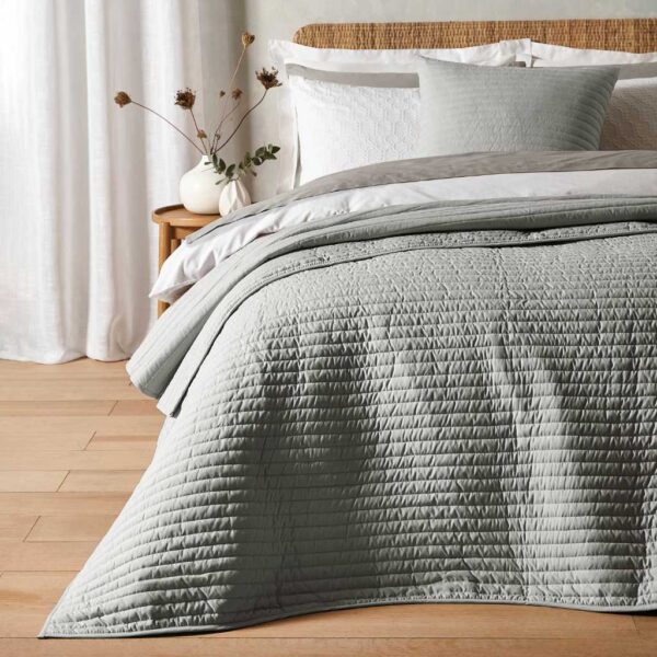 Bianca Quilted Lines Bedspread Silver Image Main