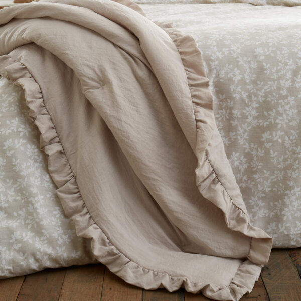Bianca Soft Wash Frill Bedspread Natural Lifestyle Image