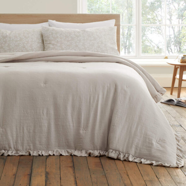 Bianca Soft Wash Frill Bedspread Natural Main Image