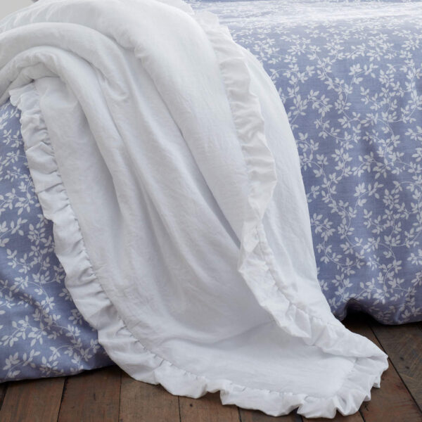 Bianca Soft Wash Frill Bedspread White Lifestyle Image