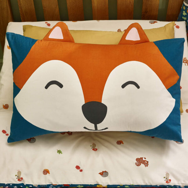 Children's Bedding Range Fox And Woodland Friends Green Pillowcase Image