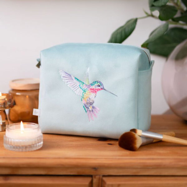 Wrendale Designs Hummingbird Embroidered Cosmetic Bag Lifestyle Image
