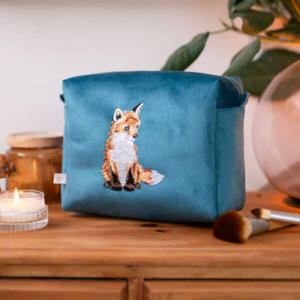 Wrendale Fox Embroidered Cosmetic Bag Main Image