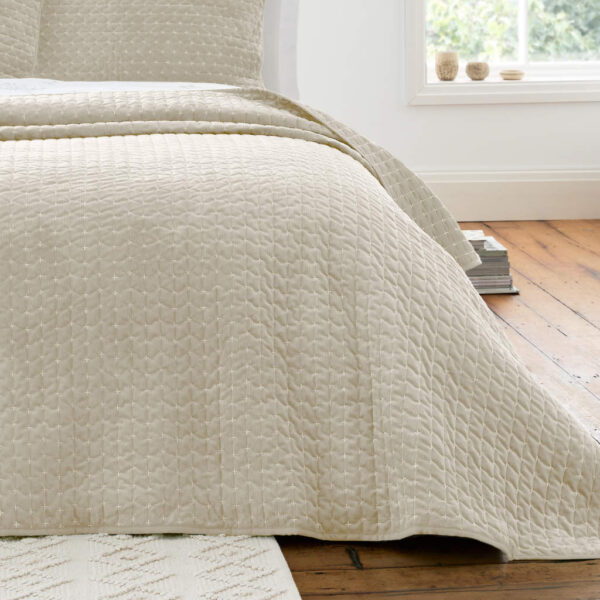Bianca Attica Velvet Bedspread Natural Main Image