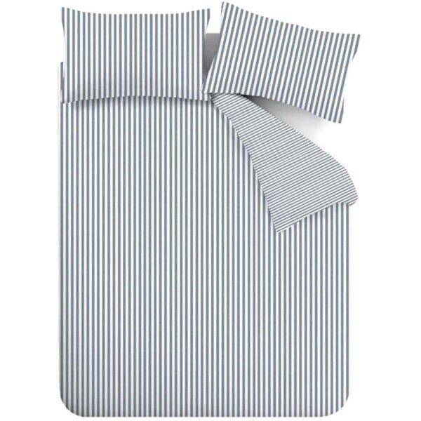 Catherine Lansfield Brushed Stripe Blue Duvet Cover Set Close Up