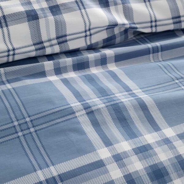 Kelso Blue Check Bedding Lansfield Detail Image