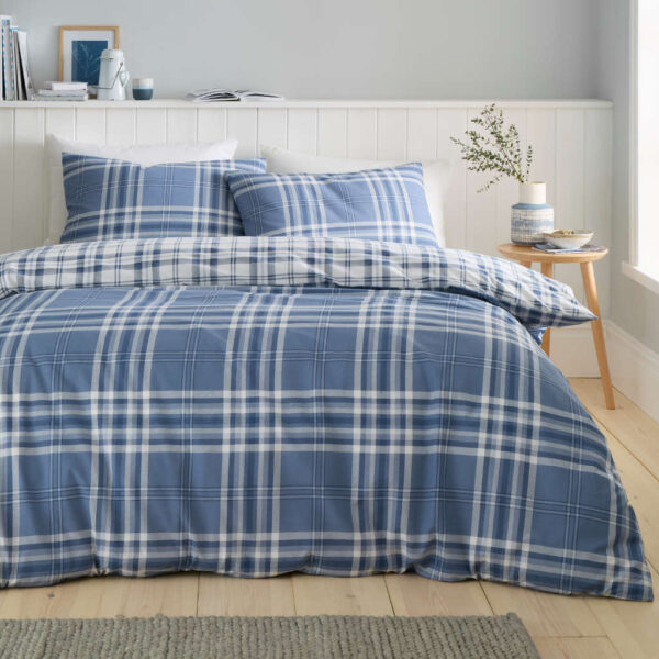 Kelso Blue Check Bedding Lansfield Main Image