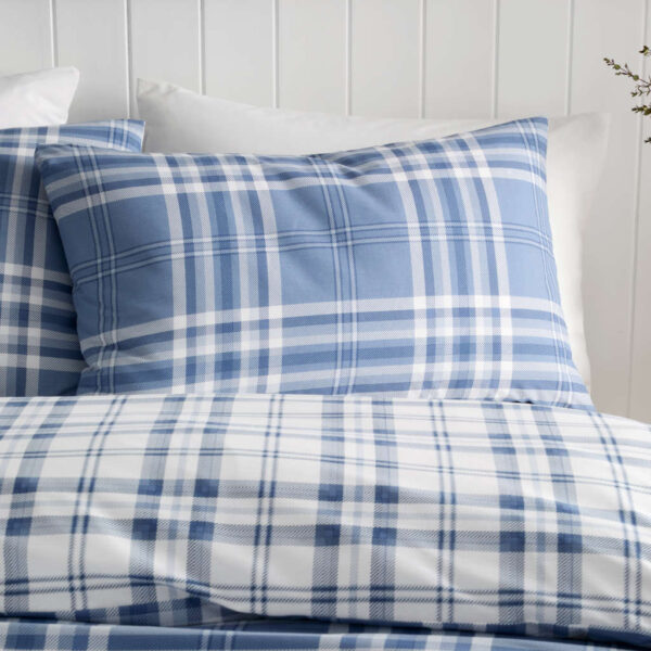 Kelso Blue Check Bedding Lansfield Pillowcase Image
