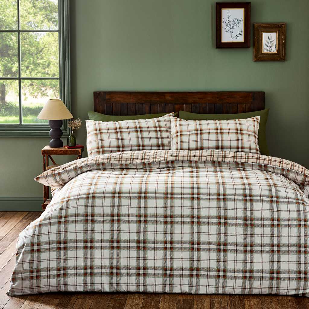 Kelso Check Bedding Burnt Orange Lansfield Main Image