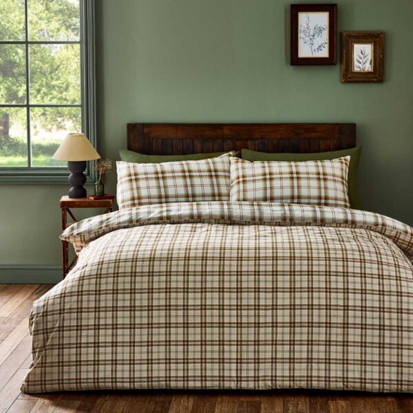 Kelso Check Bedding Burnt Orange Lansfield Reverse Image
