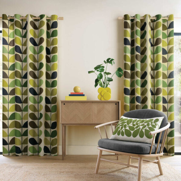 Multi Stem Fern-Ochre Curtains Orla Kiely
