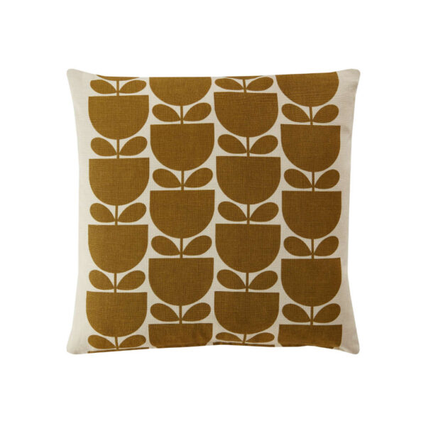 Orla Kiely Striped Tulip Pink and Ochre Cushion Reverse