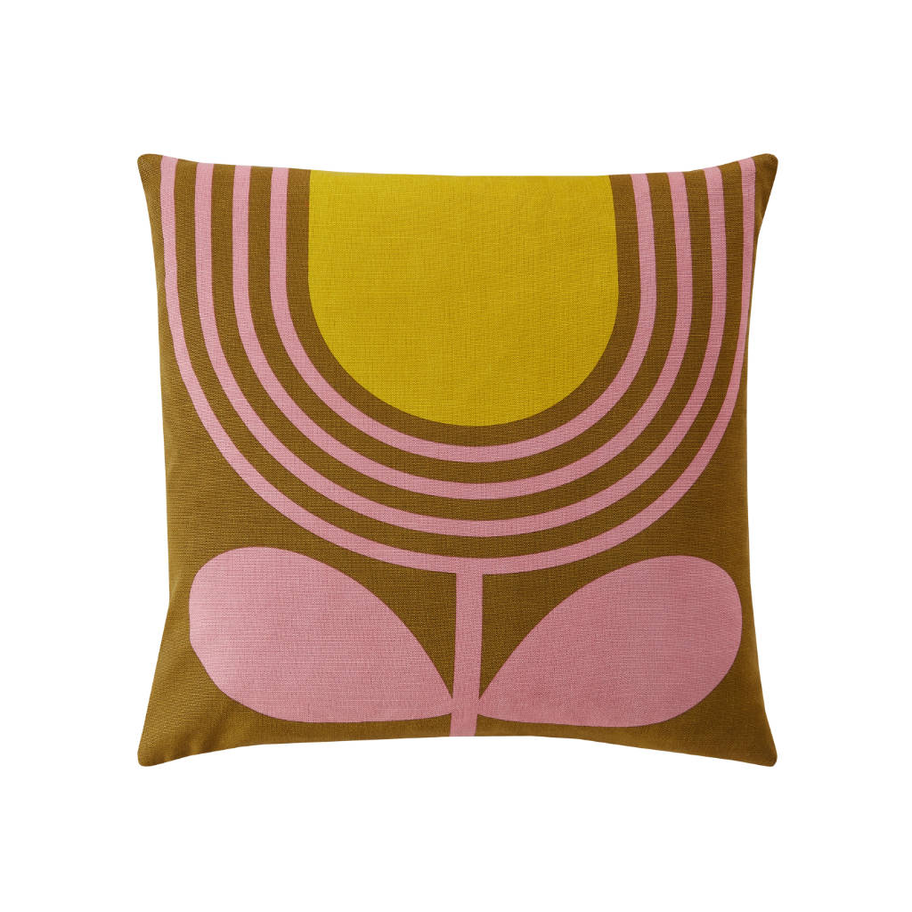 Orla Kiely Striped Tulip Pink and Ochre Cushion