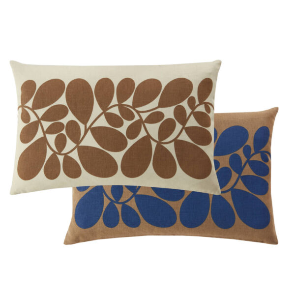 Orla Kiely Sycamore Stripe Coffee Cushion showing face and reverse