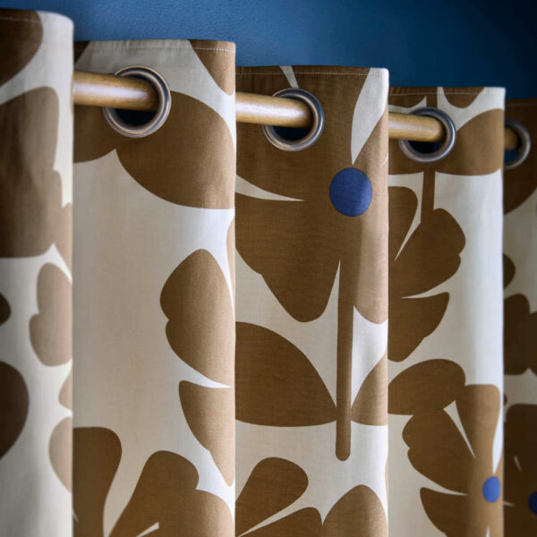 Wildflower Lined Eyelet Curtains In Coffee Orla Kiely