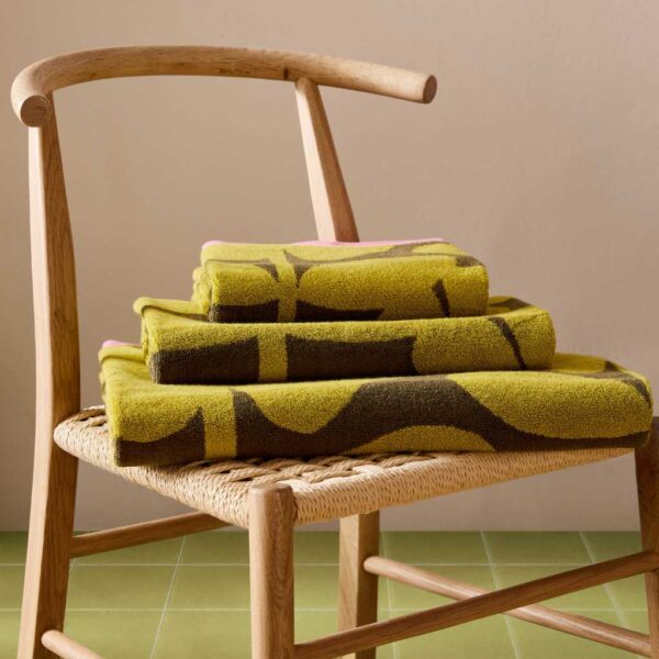Orla Kiely Wildflower Yellow Ochre Towels Close Up Image