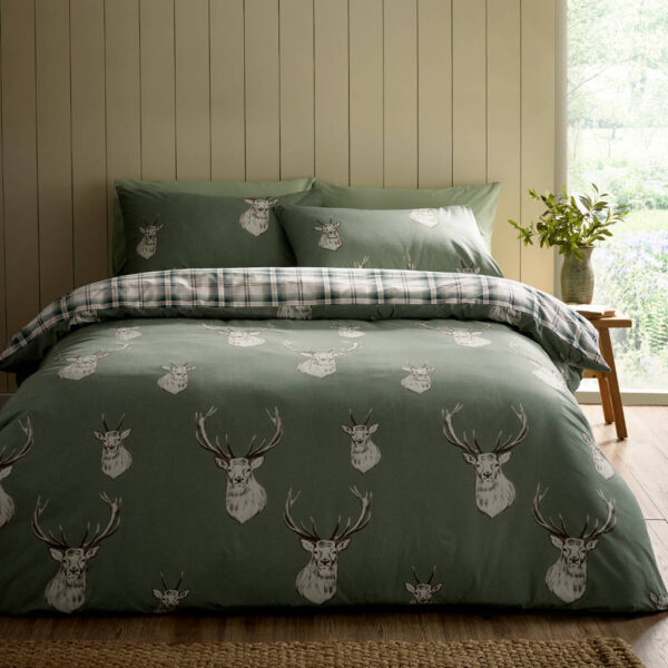 Stag Green Reversible Bedding Lansfield Main Image
