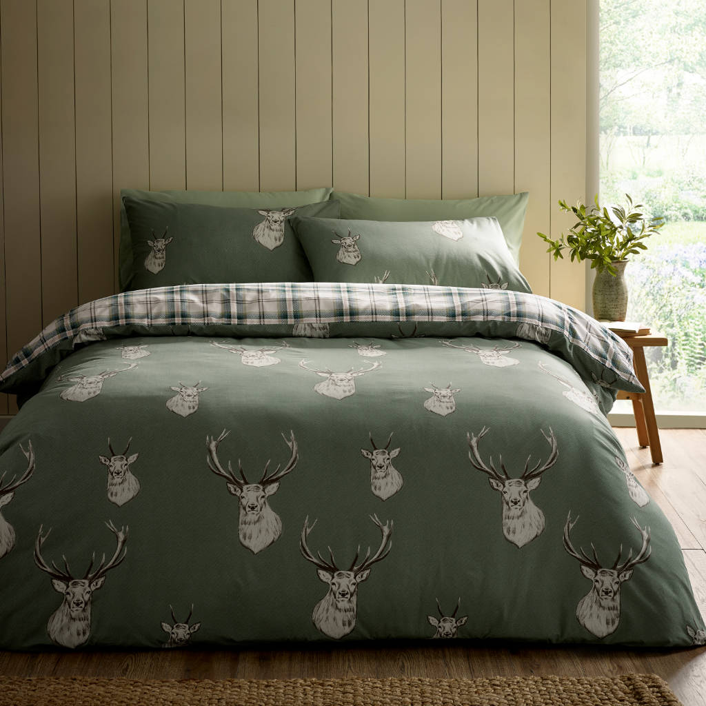 Stag Green Reversible Bedding Lansfield Main Image