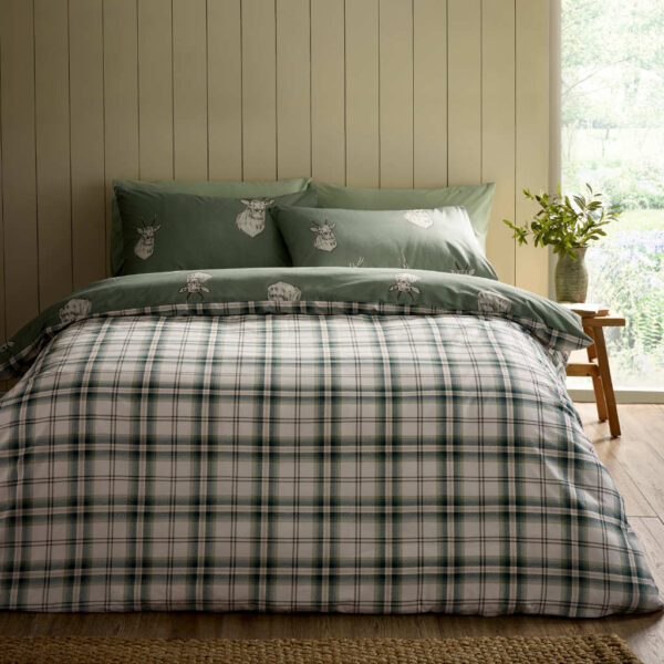 Stag Green Reversible Bedding Lansfield Reverse Image