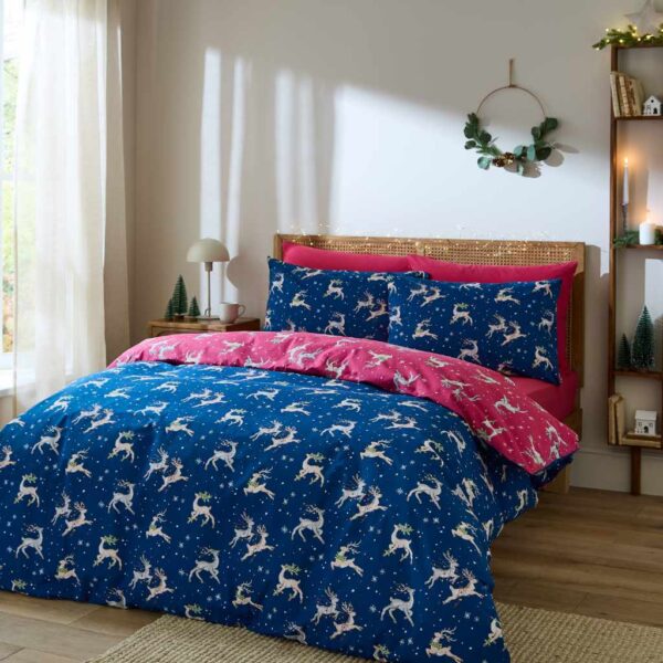 Christmas Reindeer Bedding Range in Blue By Their Nibs