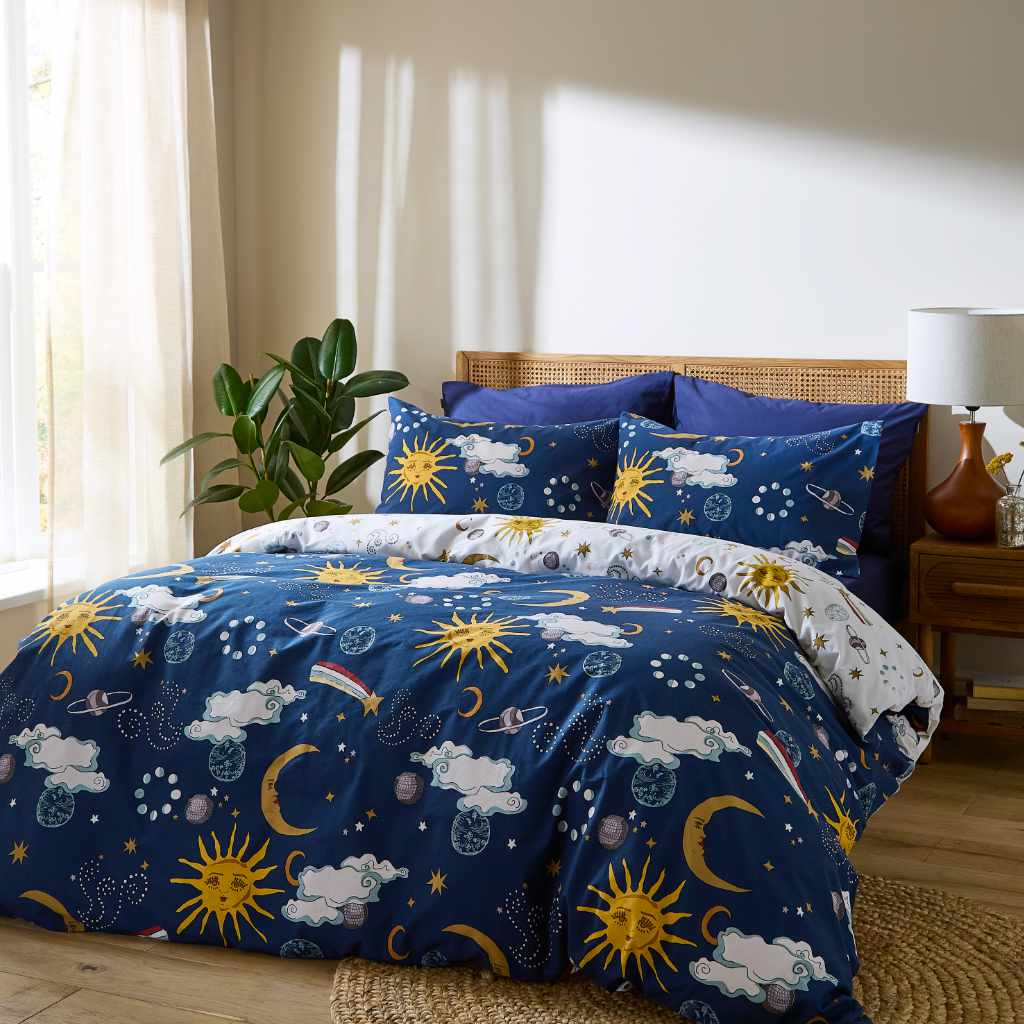 Their Nibs Disco Space Navy Blue Cosmic Duvet Cover Set
